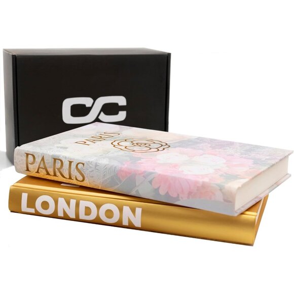 Set 2 Decorative Books for Home Modern Gold Hardcover Stack Coffee Table Decor - Picture 6 of 6